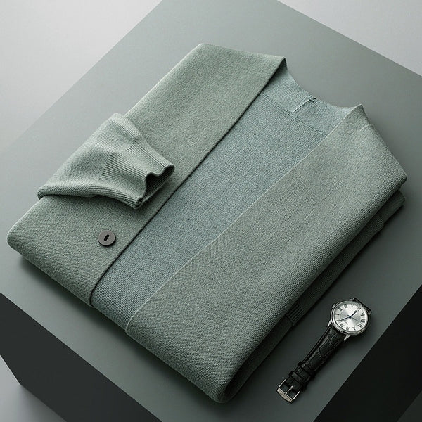 Everyday style men's fitted cardigan with a practical button front & modern stripe sleeve detail.