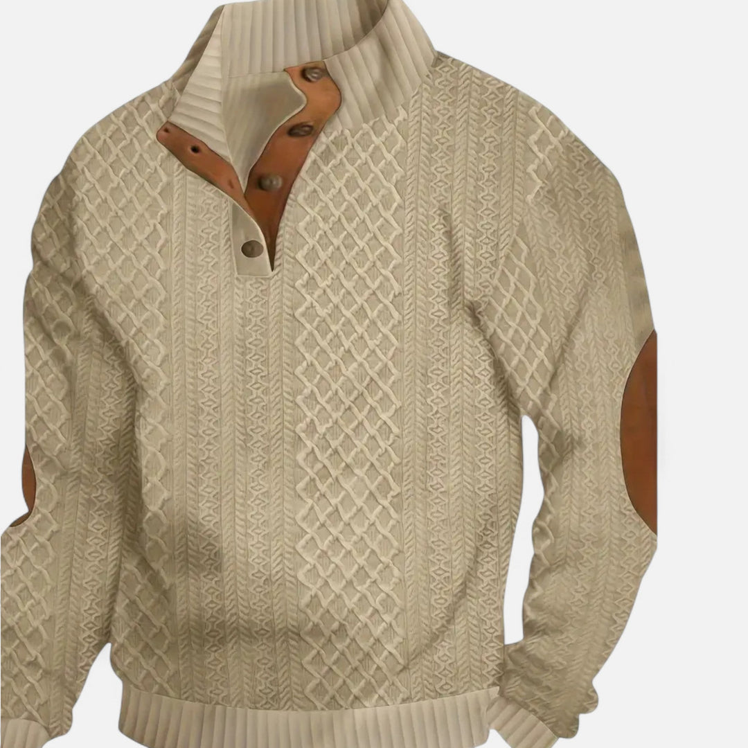 Men's classic cable-knit pullover sweater, comfortable and warm for winter fashion.