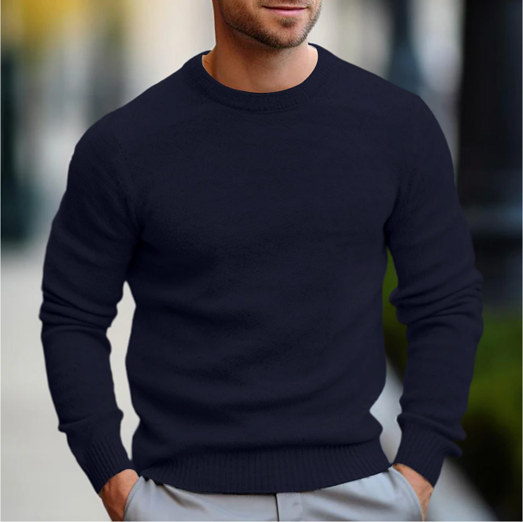 Comfortable men's long sleeve crew neck sweater, perfect casual wear or a versatile layering piece for fall.