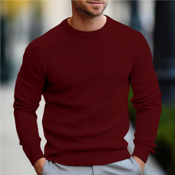 Versatile men's classic crew neck sweater, long sleeve. An essential piece for fall fashion and winter layering.