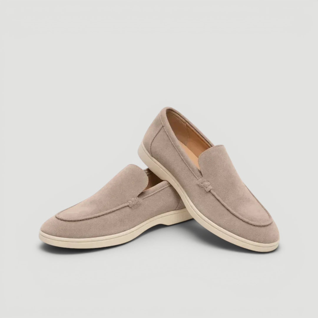 Men's classic leather slip-on loafers, perfect for smart-casual summer style and comfortable vacation wear.