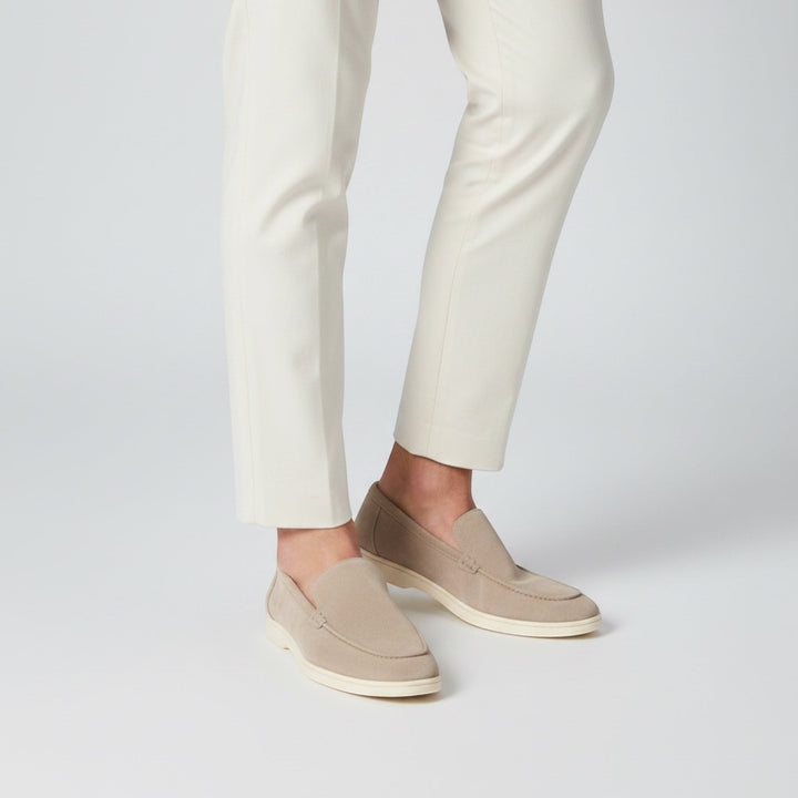 Brown leather slip-on loafers for men, comfortable & classic summer shoes for smart-casual look.