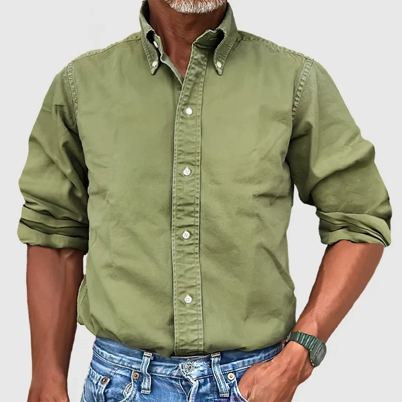 Versatile men's long-sleeve shirt, a timeless wardrobe staple for smart-casual and formal looks.
