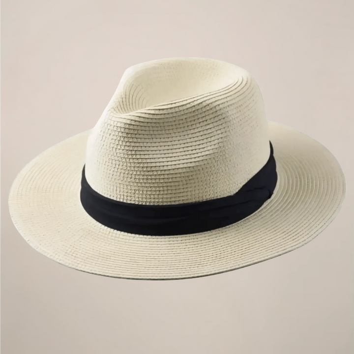 Timeless men's classic Panama hat with a wide brim, a perfect lightweight straw sun hat for summer.