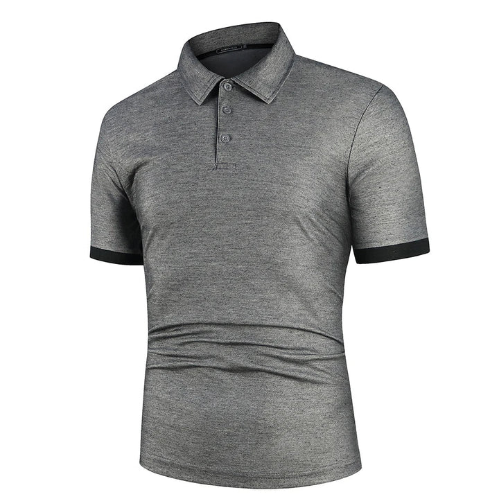 Blue men's classic summer polo. Lightweight & breathable short sleeve top for smart casual style.