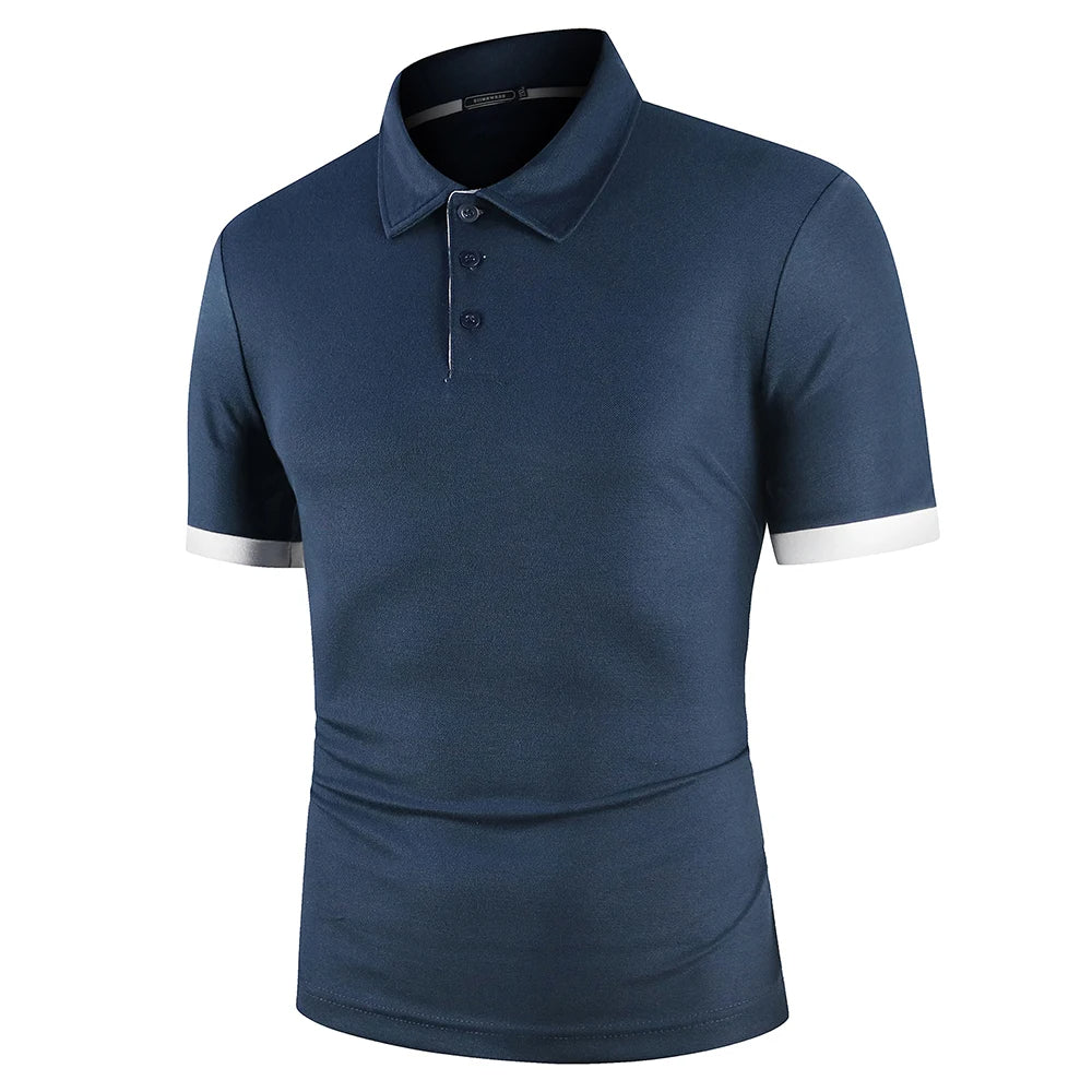 White men's lightweight summer polo shirt. Breathable casual top, perfect for a fresh summer look.