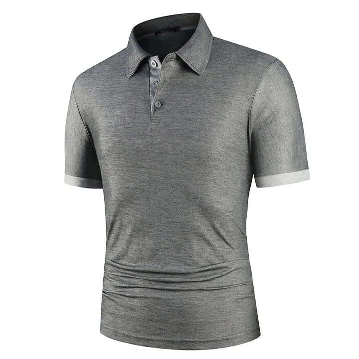 Stack of classic men's summer polo shirts. Lightweight, breathable, short sleeve casual tops for versatile style.