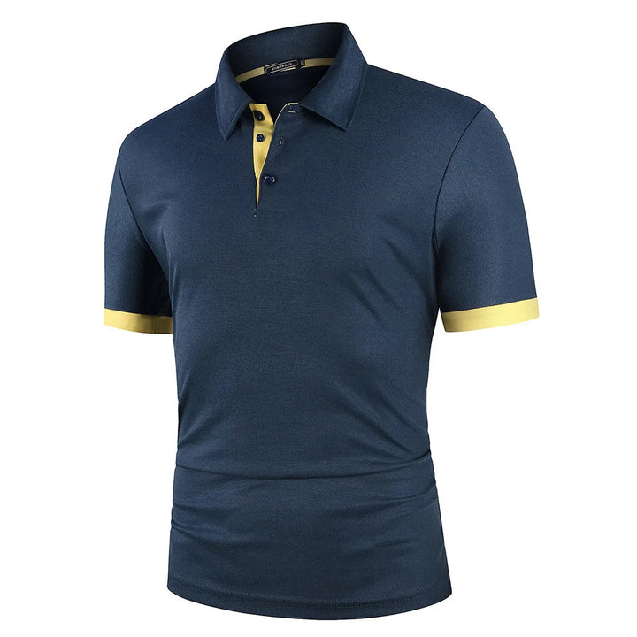 Regular fit men's classic summer polo. Lightweight, breathable short sleeve casual shirt for comfort.