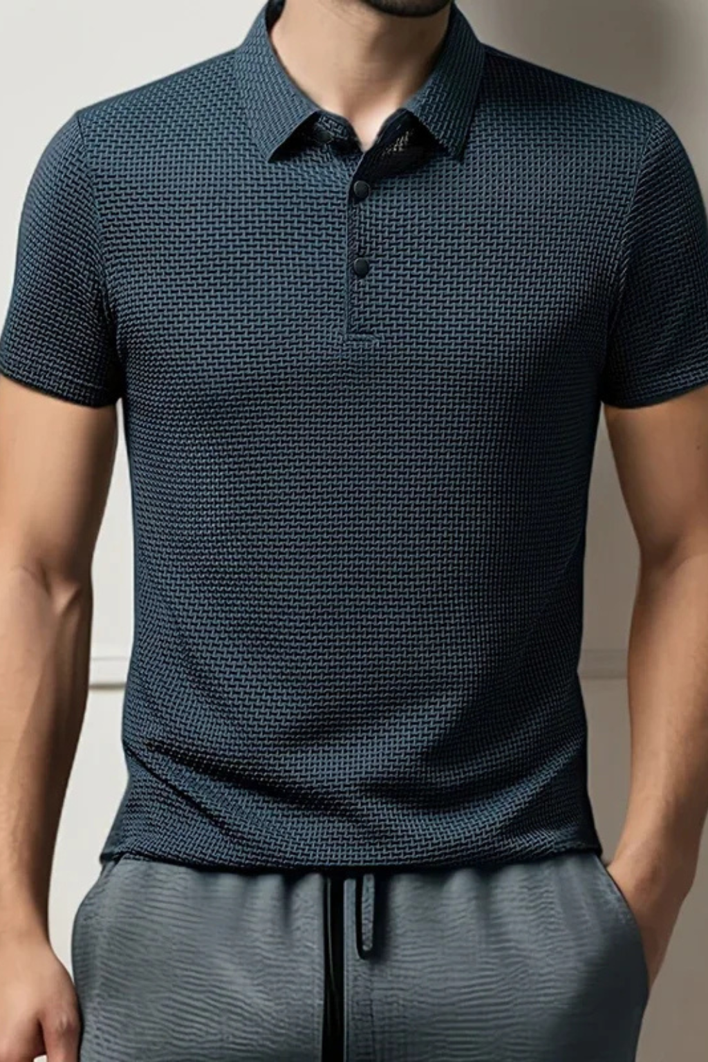 Classic textured short sleeve men's polo. A smart casual summer shirt for everyday fashion.