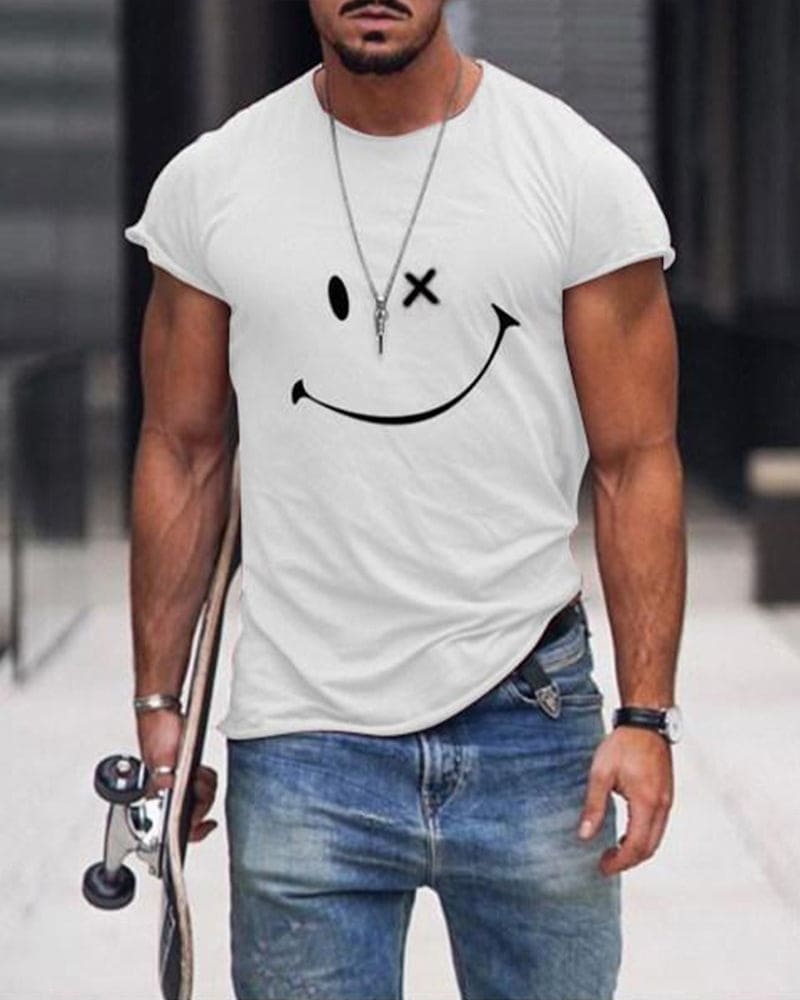Men's classic white crew neck t-shirt, perfect for everyday casual wear. Comfortable short sleeve basic apparel.