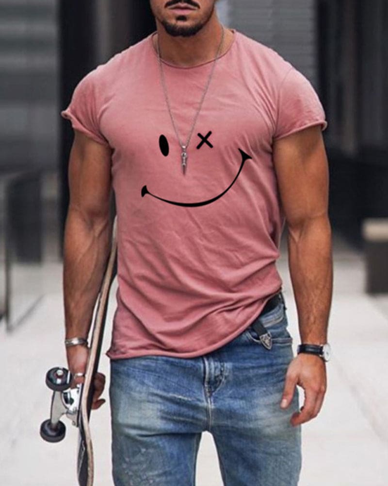 Casual men's short sleeve crew neck t-shirt, perfect for summer activities or everyday comfort wear. Basic and versatile.