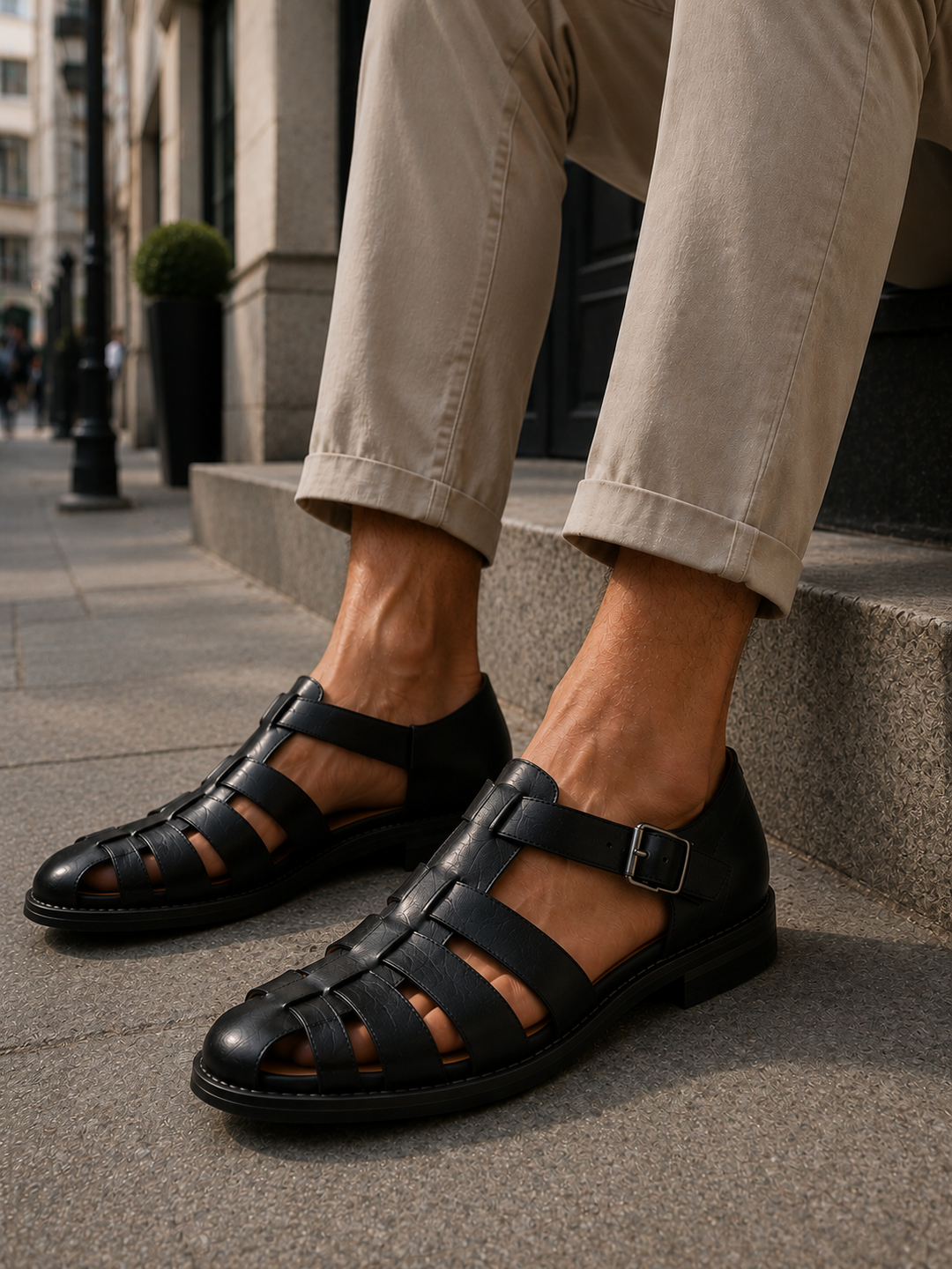 Casual men's closed-toe fisherman sandals, perfect for summer comfort and everyday wear.