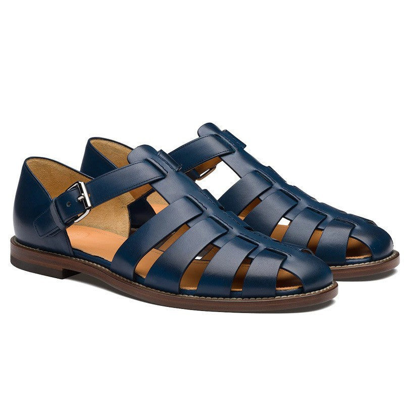 Protective men's closed toe sandals, ideal for summer, spring, warm weather; adjustable comfortable fit.