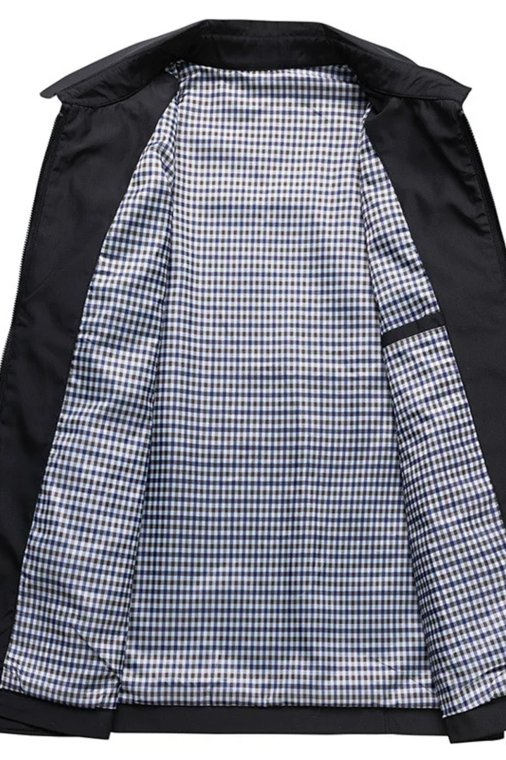 Versatile men's collared Harrington jacket, ideal spring & autumn outerwear for casual and smart casual looks.