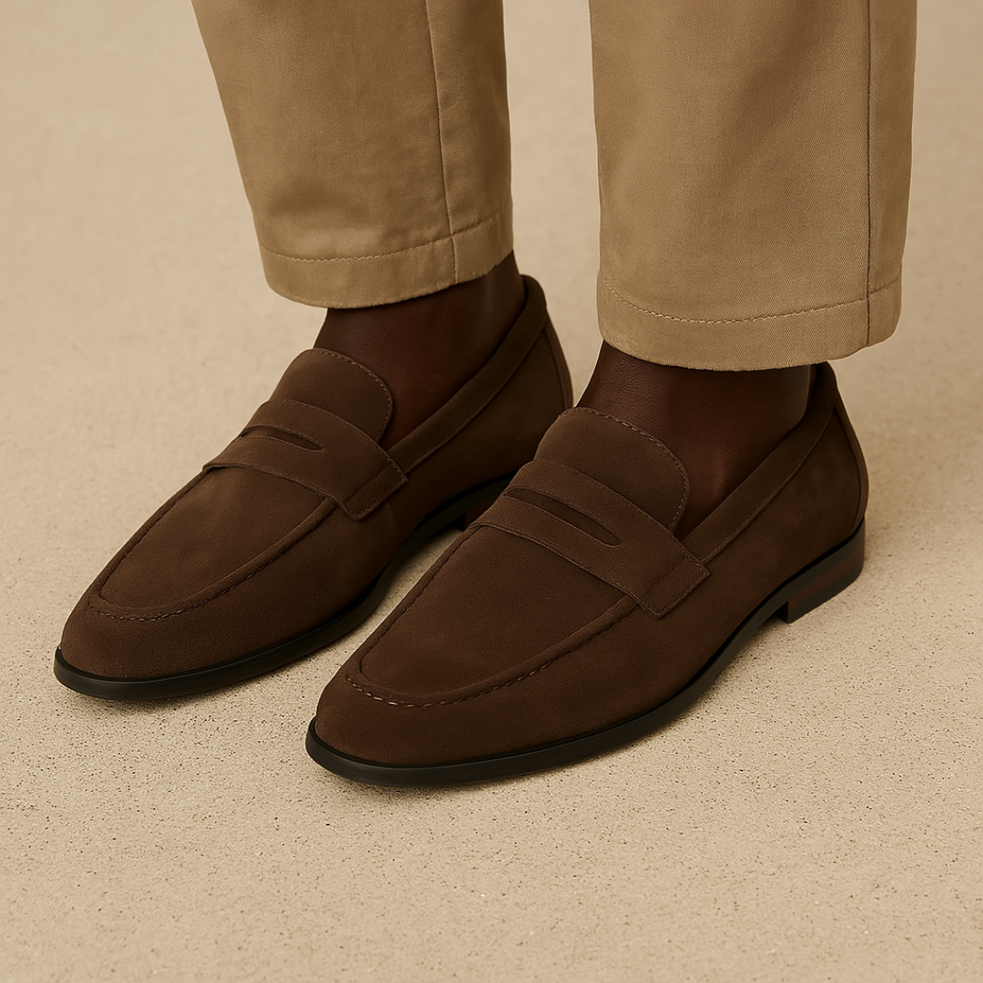 Versatile men's penny loafers. Slip-on style transitions from casual to formal wear with ease.