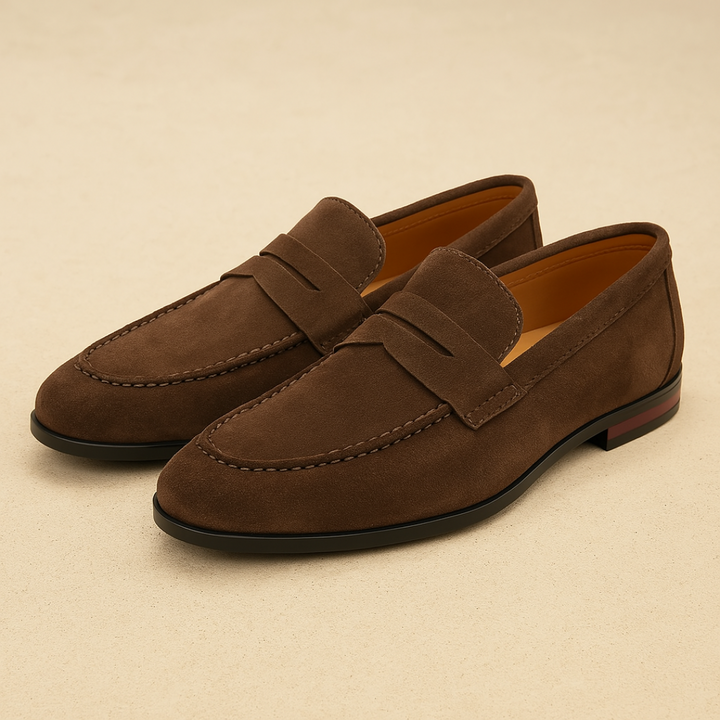 Polished men's dress loafers, offering comfortable slip-on design for a sophisticated look.