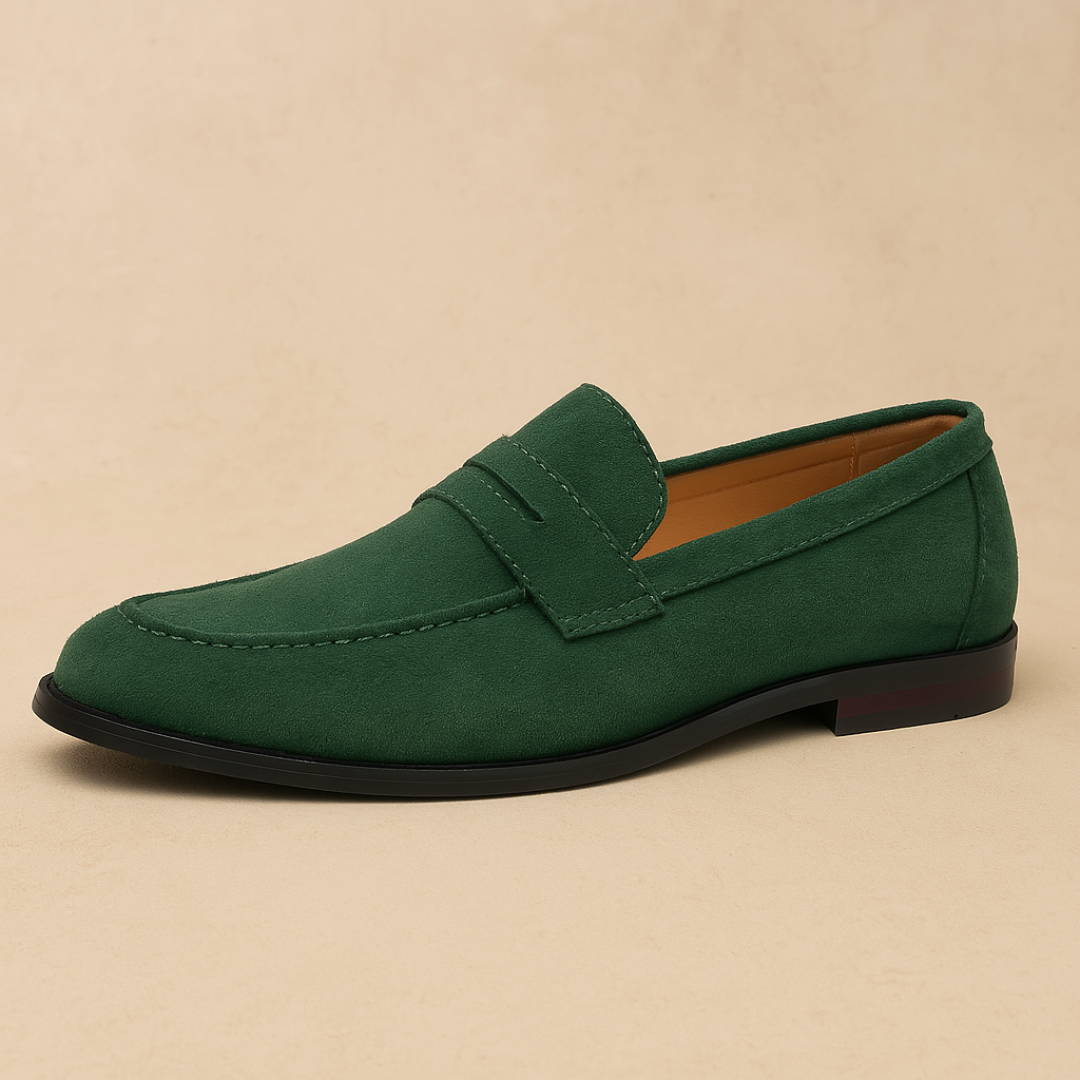 Classic men's penny loafers, a comfortable slip-on shoe for versatile spring & fall fashion.