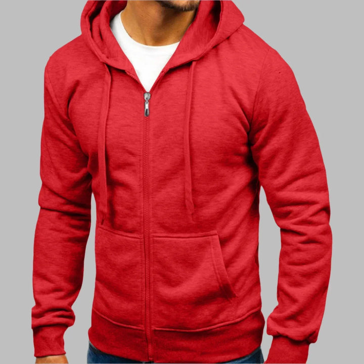 Stylish men's full zip hoodie, perfect for layering or as a standalone casual jacket. Everyday outerwear.