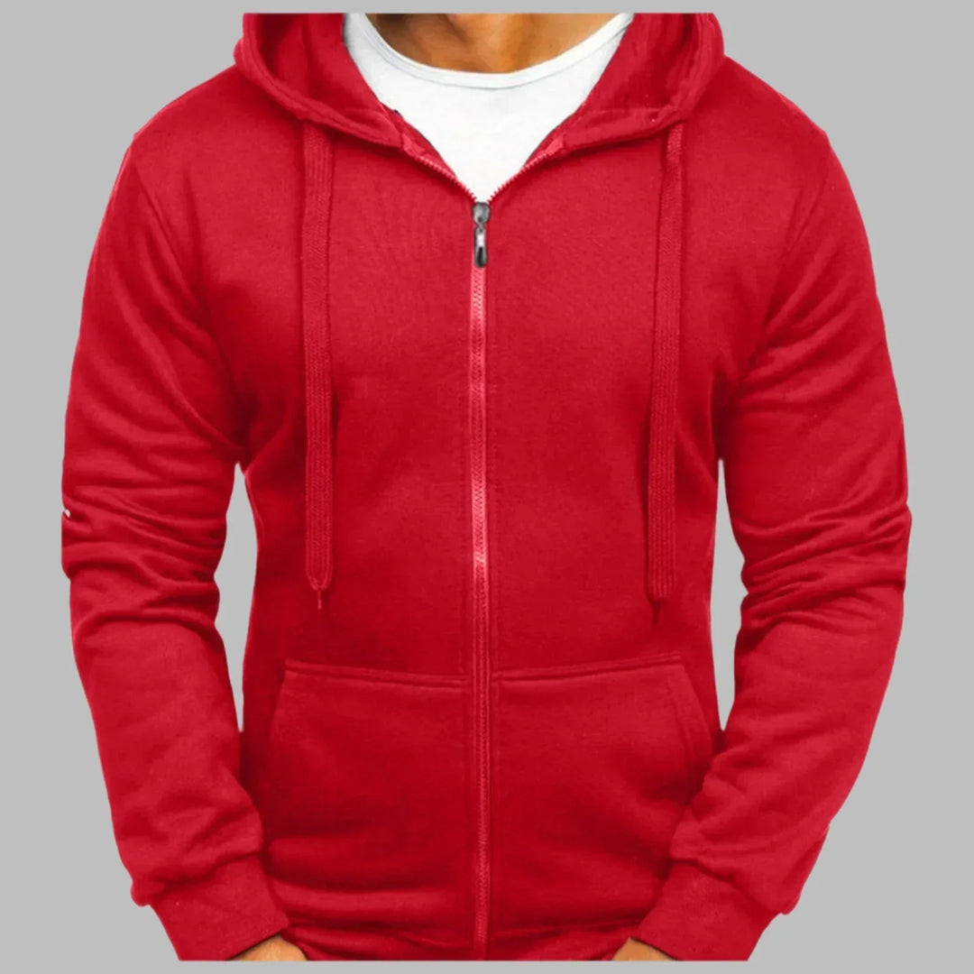 Durable men's casual zip hoodie, excellent for everyday wear, layering, and comfortable outerwear.