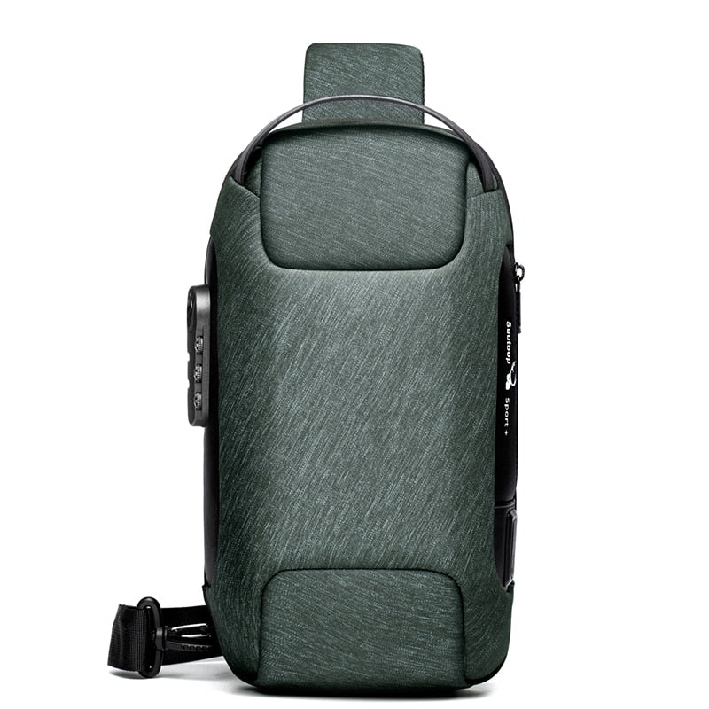 Water-resistant men's crossbody bag, featuring anti-theft zippers & built-in USB for on-the-go charging.