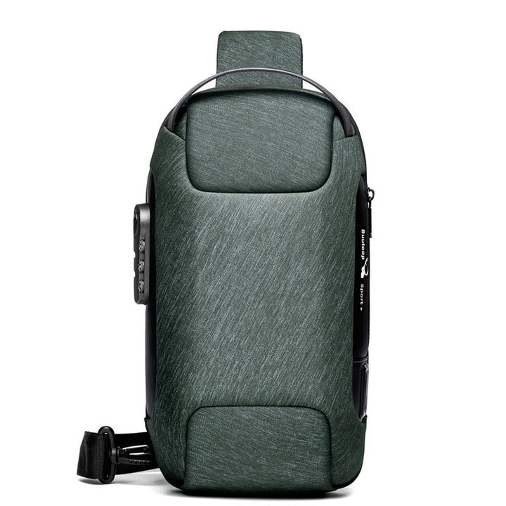 Water-resistant men's crossbody bag, featuring anti-theft zippers & built-in USB for on-the-go charging.