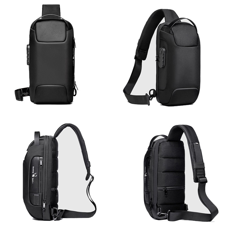 Compact commuter sling bag for men, anti-theft features & USB charging, keeps essentials safe & powered.