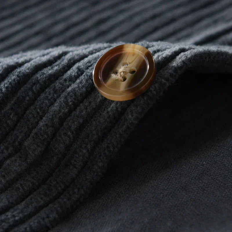 Smart casual men's corduroy button-down shirt, a versatile classic with a textured finish for style.