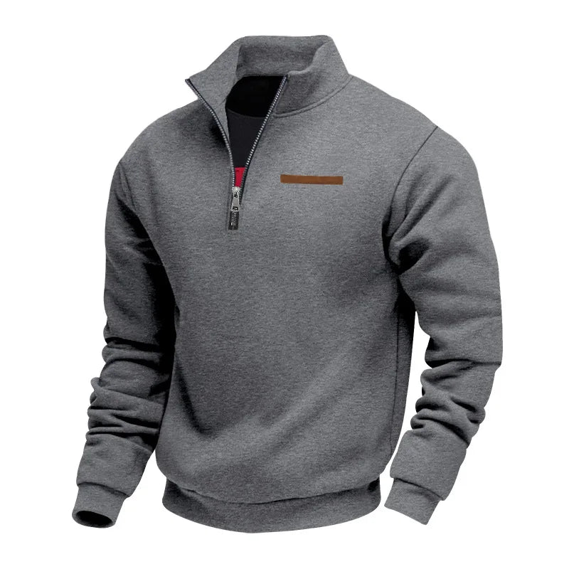 Detail of the comfortable fabric on a men's cozy casual sweatshirt, ideal for everyday winter style.