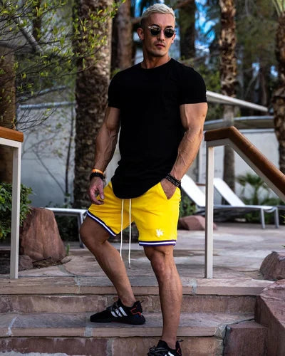 Versatile men's deep cut tee, short sleeve, perfect for layering or standalone wear.