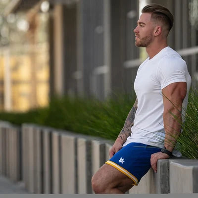 Short sleeve men's deep cut tee, essential for a comfortable, modern, and versatile look.