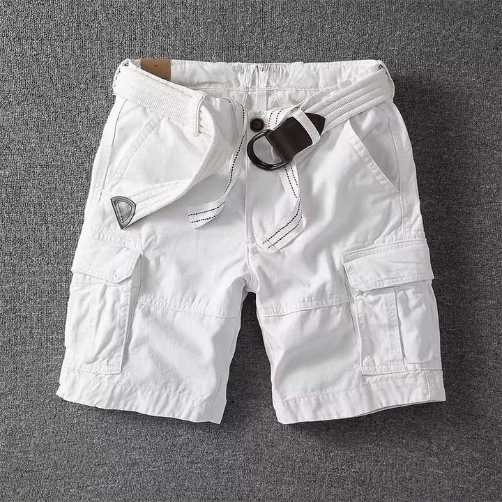 Versatile summer men's cargo shorts, durable for travel & outdoor adventures. Multiple utility pockets & comfortable fit.