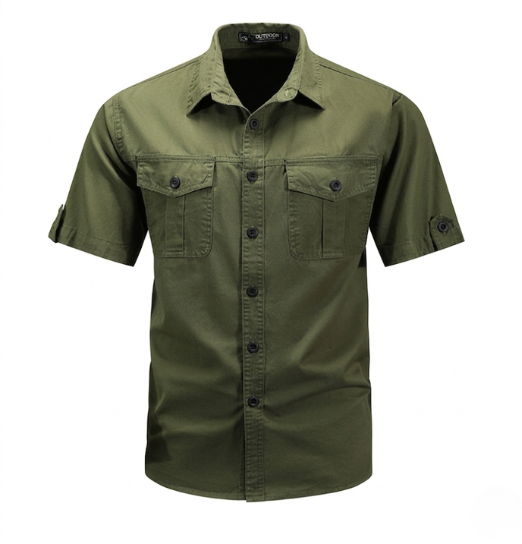 Long sleeve men's utility cargo shirt in durable fabric, ideal for outdoor workwear, tactical use, and casual adventure.