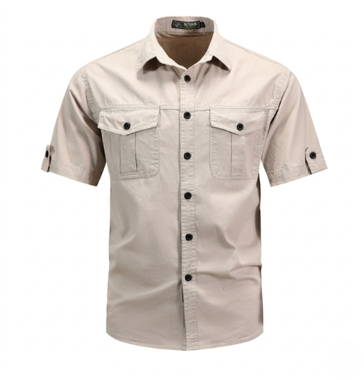 Men's durable tactical long sleeve cargo shirt for outdoor workwear & casual adventure with utility features.
