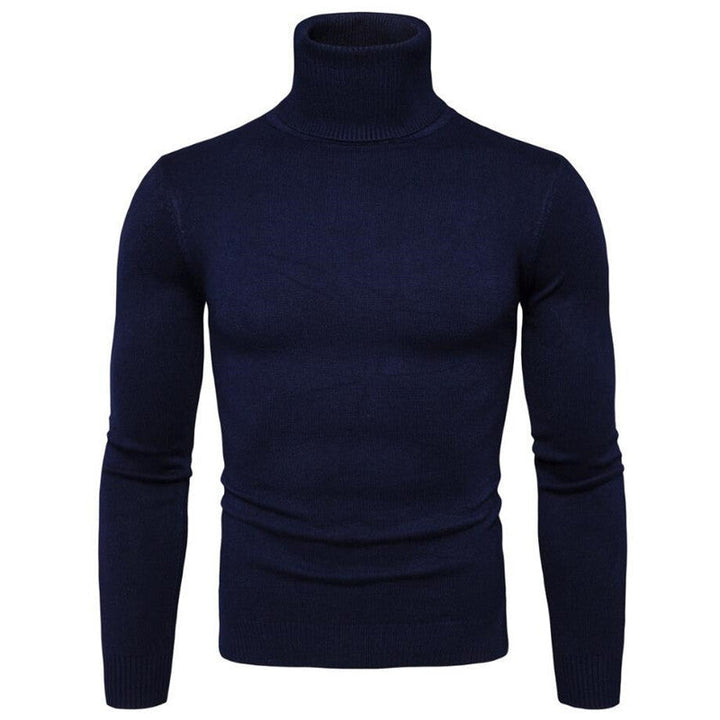 Men's winter turtleneck pullover. Elegant long-sleeve knit sweater, perfect for cold weather & stylish men.