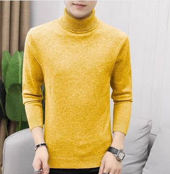 Men's grey turtleneck sweater. Classic pullover, comfortable long-sleeve knitwear for versatile fashion.