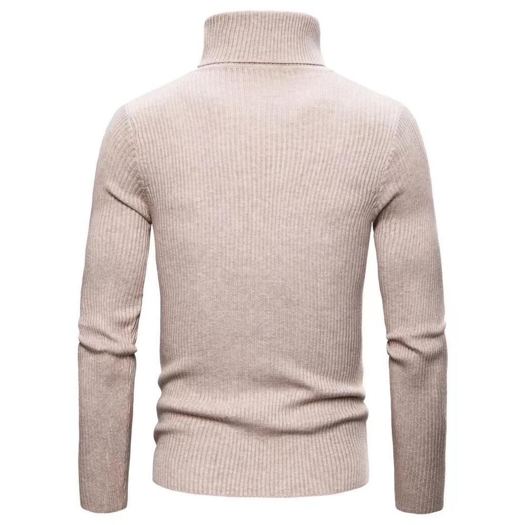 Men's navy turtleneck pullover. Stylish knit sweater, sophisticated long-sleeve top for winter wear.