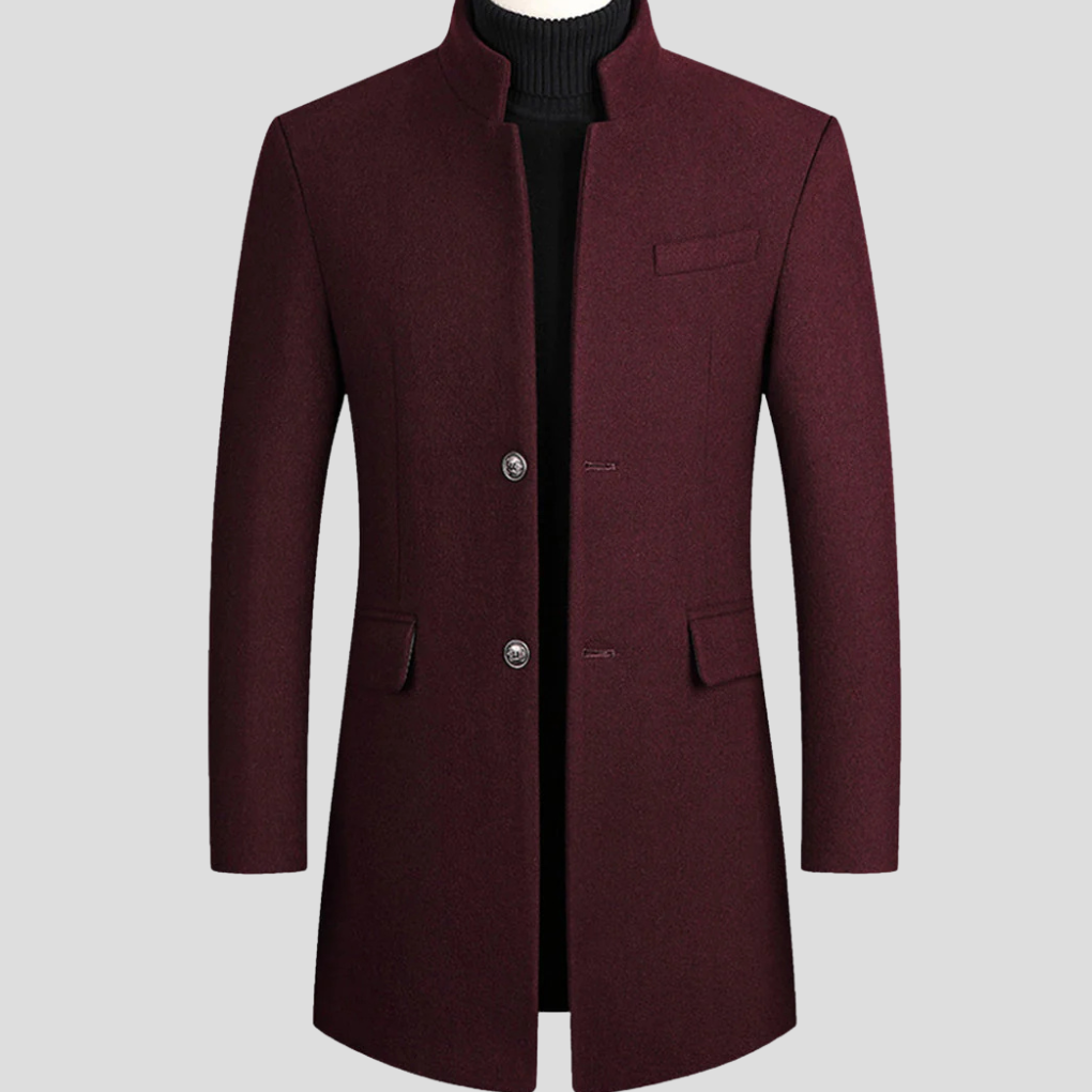 Men's elegant classic longline winter coat, perfect for professional or smart-casual occasions. Refined outerwear.