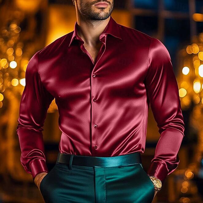 Formal men's long-sleeve button-down shirt. Elegant, tailored fit for a sophisticated and polished appearance.