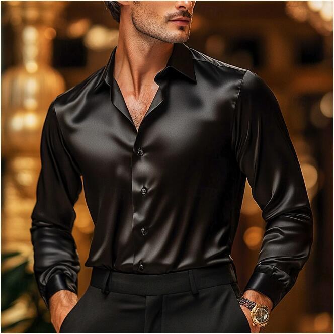 Tailored fit men's long-sleeve shirt. Elegant, polished design ensures a sharp look for any formal event.