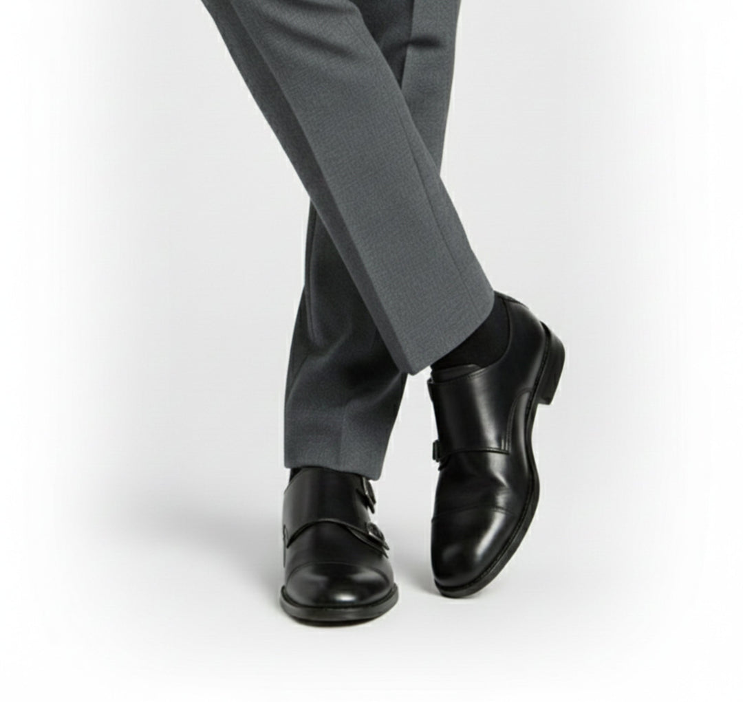 Men's formal Italian loafers. Elegant leather slip-on shoes for dress, business attire, or smart casual men's fashion.