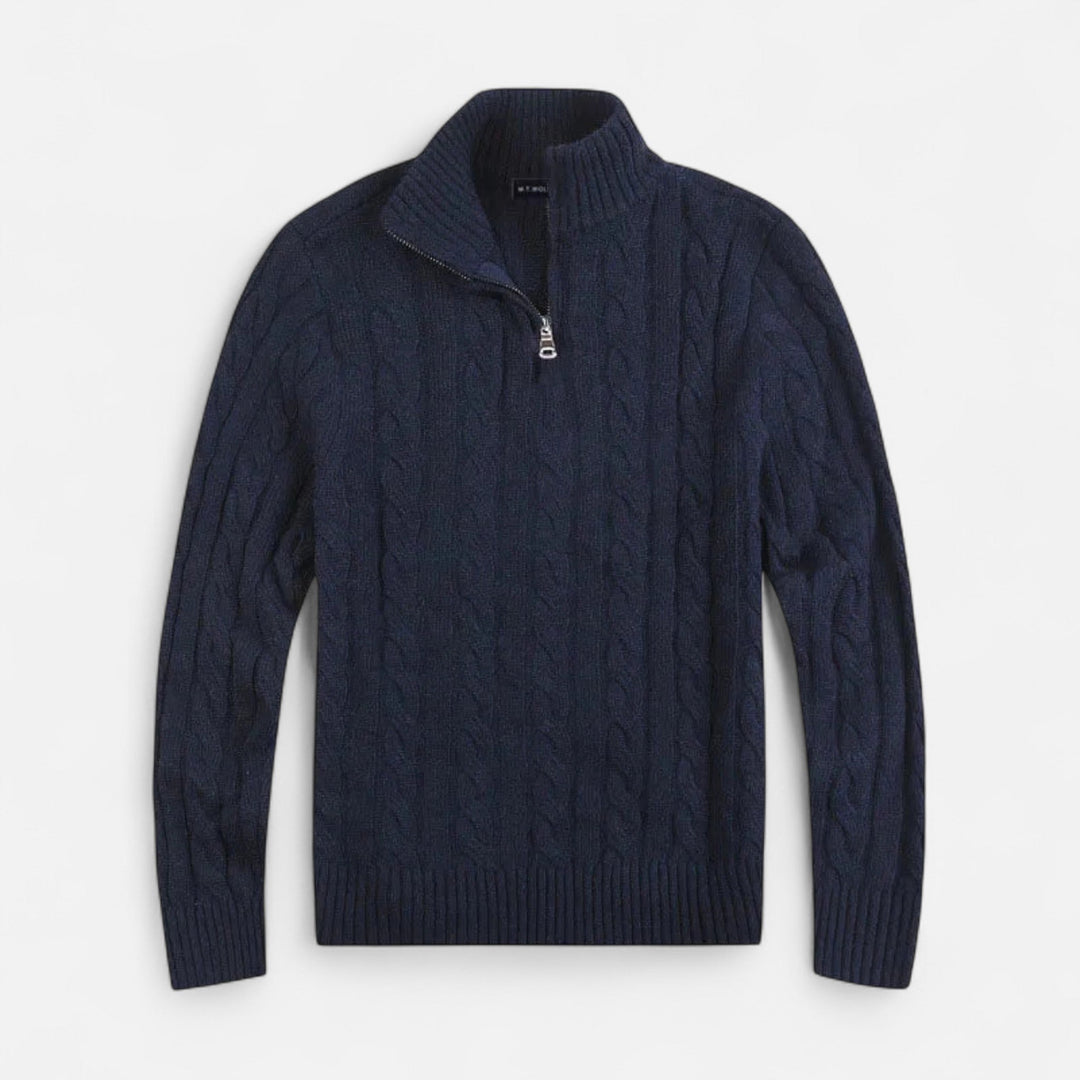 Stylish men's old money half-zip pullover, a classic addition to any sophisticated casual wardrobe.