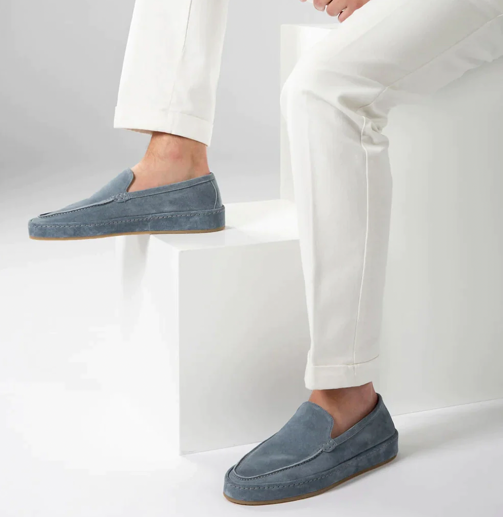 Brown men's smart casual loafers, comfortable slip-on footwear for versatile styling.