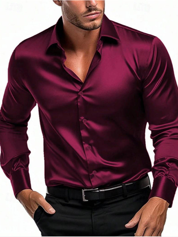 Men's elegant timeless long-sleeve button-up shirt, perfect for versatile formal or casual chic style.