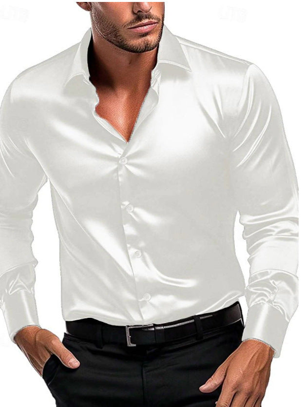 Sophisticated men's collared shirt, ideal for formal wear or smart casual outfits, offering a comfortable, timeless look.