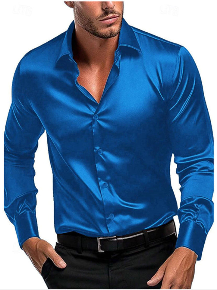 Classic men's elegant shirt, featuring a crisp collar and long sleeves. A versatile, comfortable top for modern men.