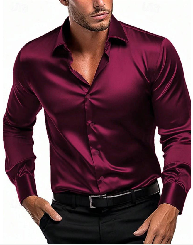 Comfortable men's collared shirt, a versatile long-sleeve top designed for a sophisticated, elegant, and timeless style.