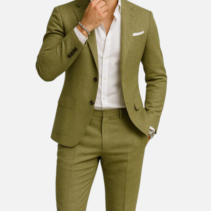 Versatile men's classic casual suit, a two-piece design for elegant party wear or comfortable wedding guest attire.