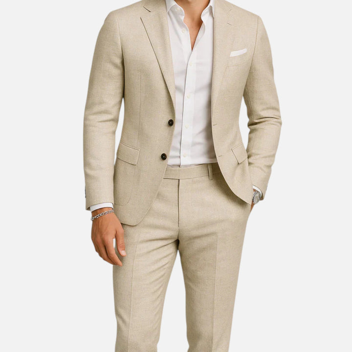 Summer men's lightweight casual suit, perfect for warm-weather parties, smart casual events, or comfortable wedding wear.