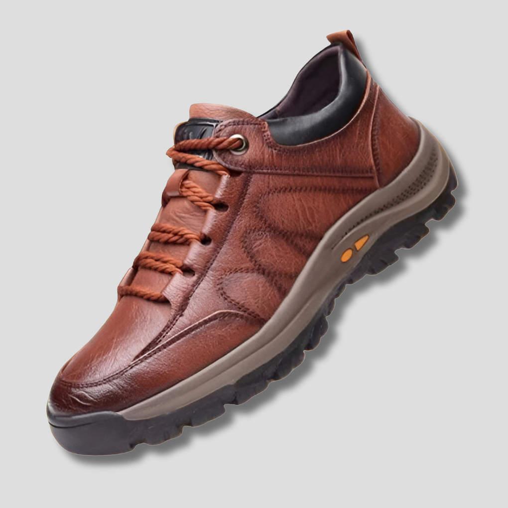 Men's ergonomic comfort shoes, slip-on & water resistant, designed for balance and everyday walking support.