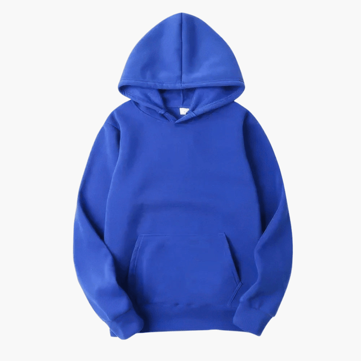 Comfortable men's hooded sweatshirt with kangaroo pocket, ideal for layering & street style.
